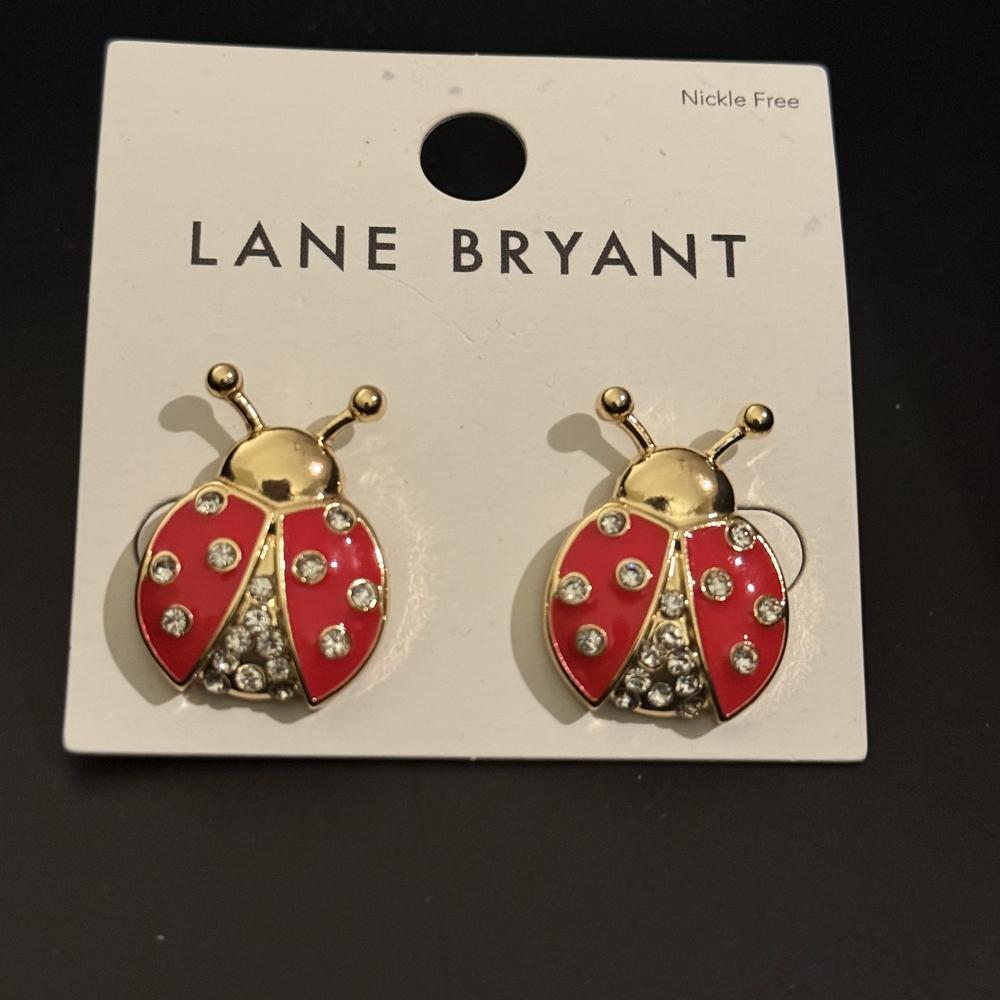Lane Bryant Red and Gold Ladybug Earrings